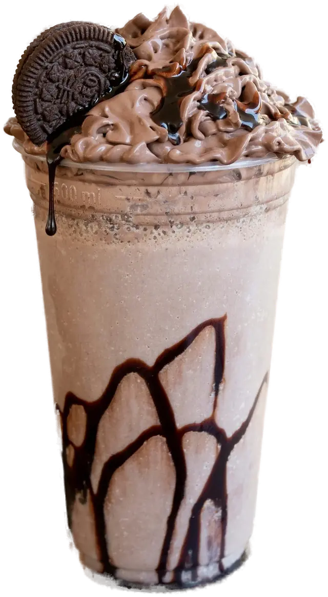 Frostbrew, blended coffee under whipped cream and chocolate